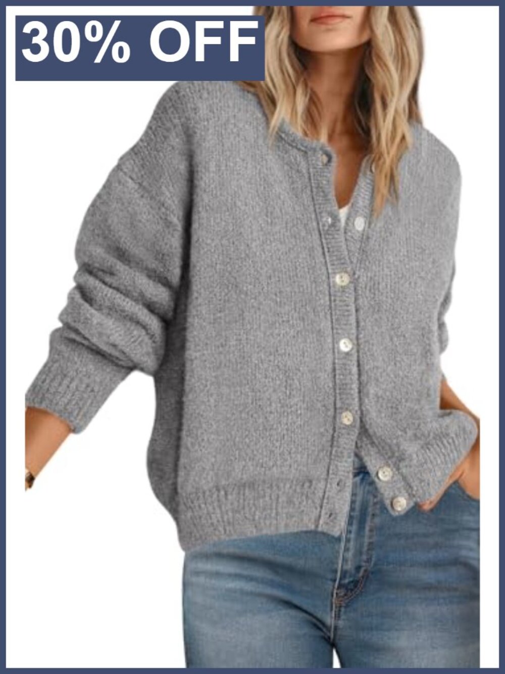 PRETTYGARDEN Long Sleeve Crewneck Button Down Cardigan Sweater Women's Fall